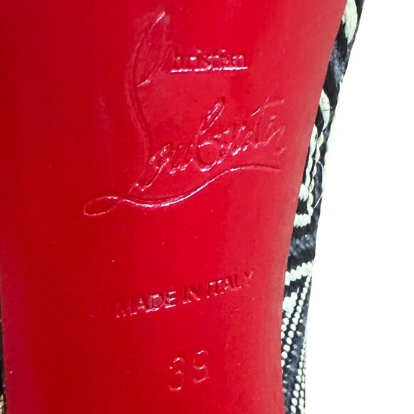Christian Louboutin Daffodile Platform Pumps Heels Panama Geometrico Size 39 - Picture 6 of 16